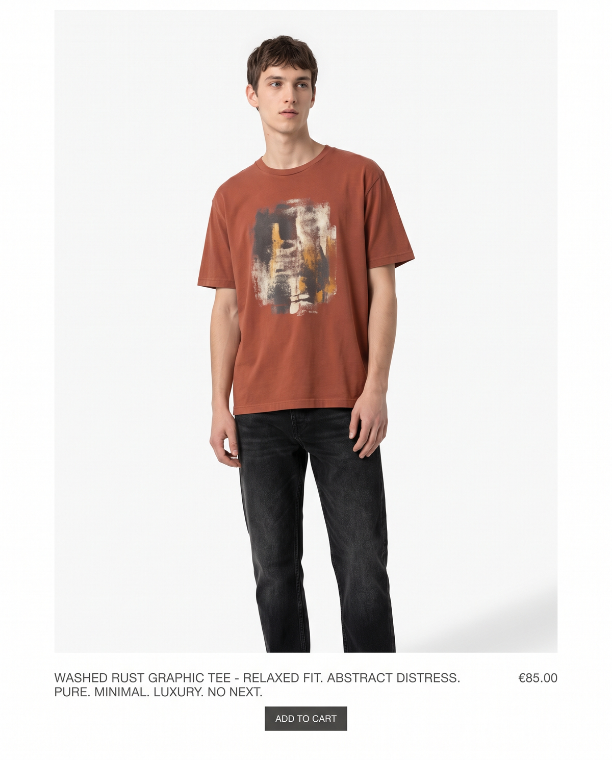 Washed Graphic Relaxed T-Shirt — Rust | NO NEXT
