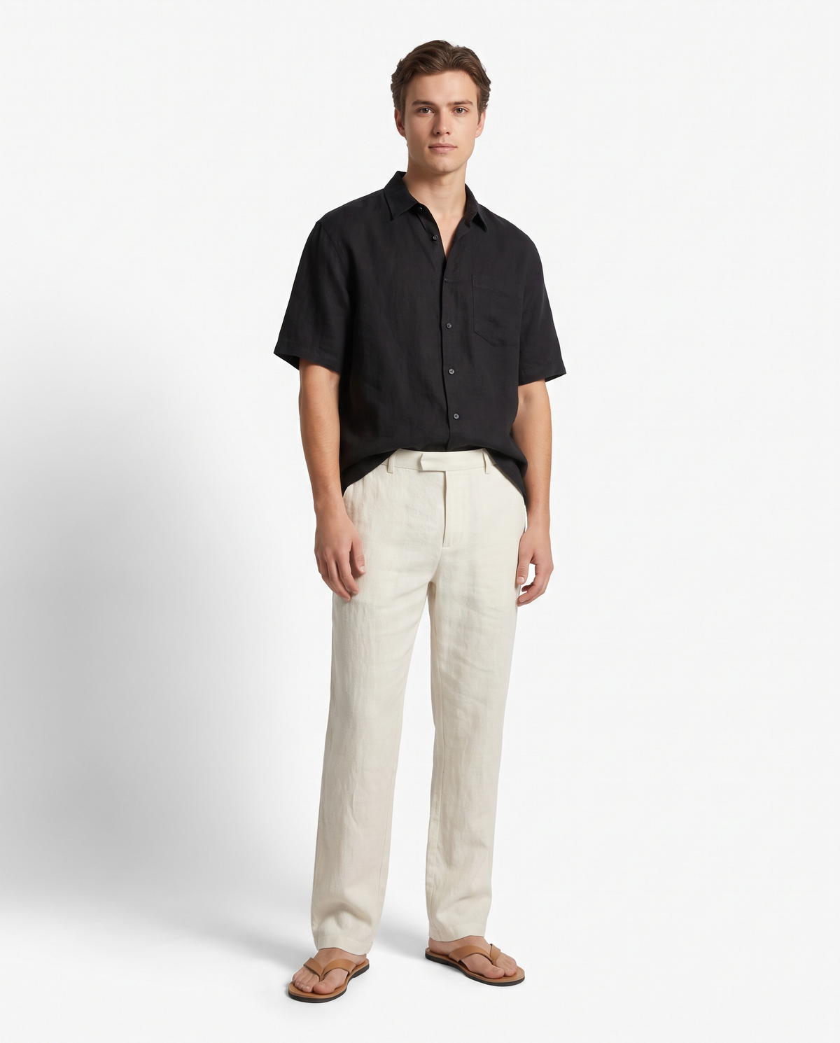 Relaxed Linen Trousers — Natural | NO NEXT