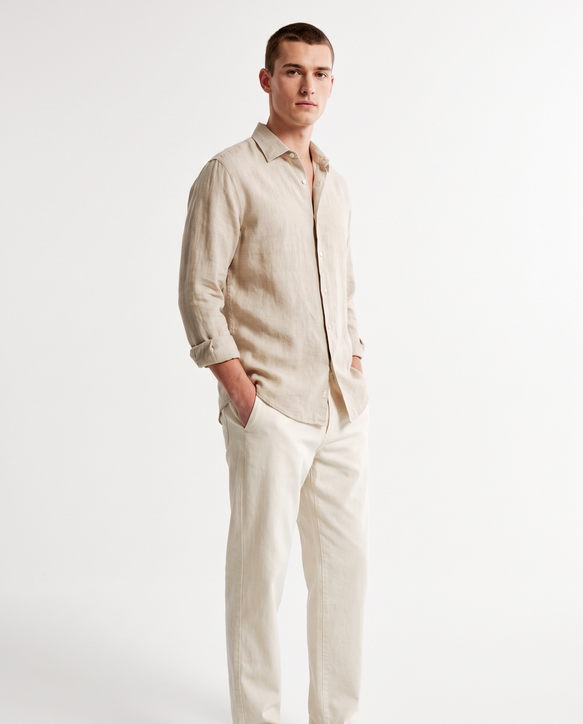 Relaxed Linen Shirt — Natural Beige | NO NEXT