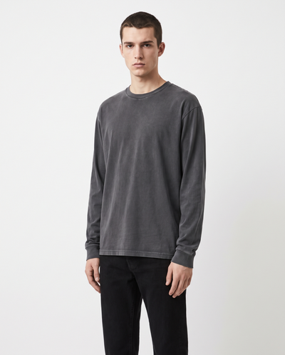 Washed Long Sleeve T-Shirt — Charcoal | NO NEXT