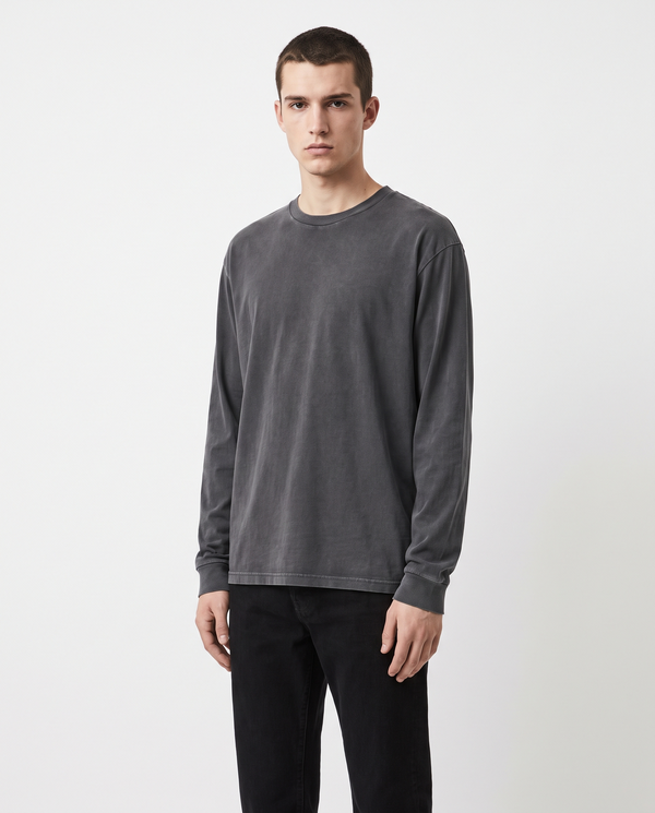 Washed Long Sleeve T-Shirt — Charcoal | NO NEXT